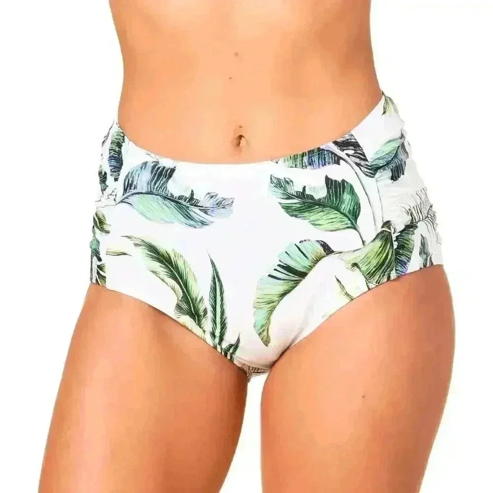 Jantzen White Jungle High Waisted Bikini Bottom,‎ Size 16